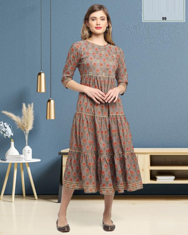 Trendy Printed Daisy Designer Long Kurti Collection